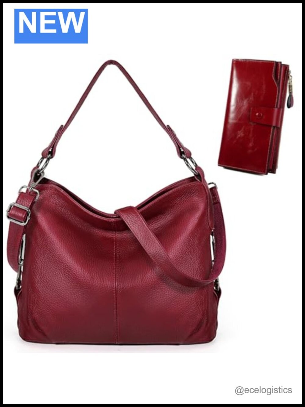 Bundle Genuine Leather Handbag and RFID Wallet Hobo Shoulder Bag